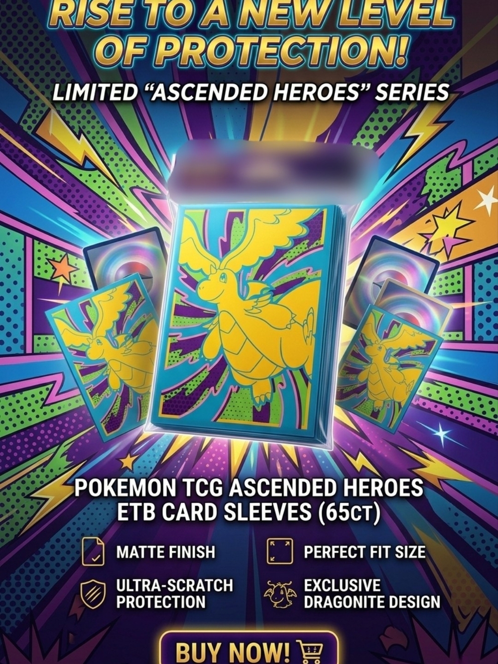 Pokemon TCG Ascended Heroes ETB Card Sleeves 65Ct Gaming Protectors Trading Cove